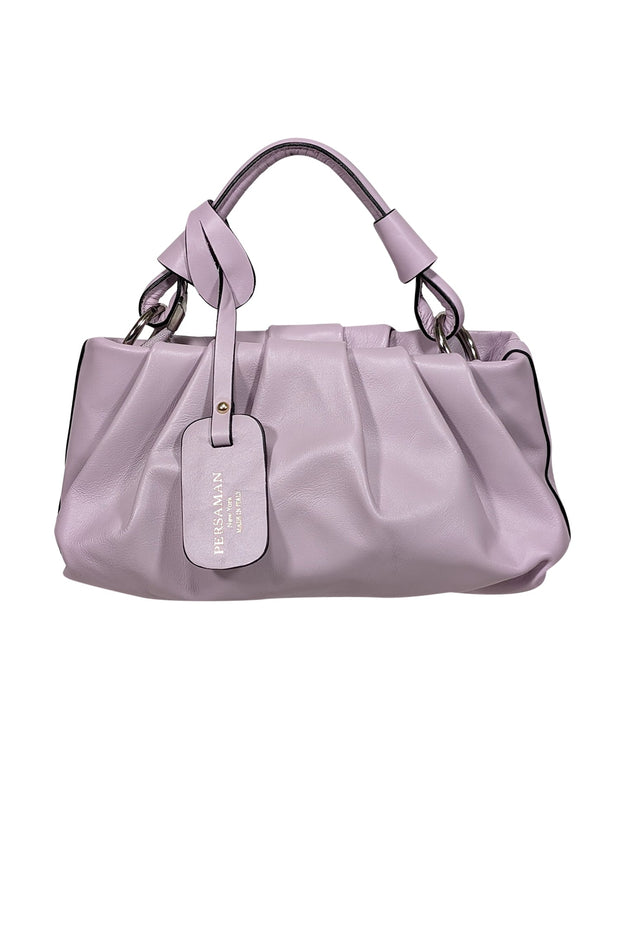 Current Boutique-Persaman - Lavender Leather Ruched Handbag