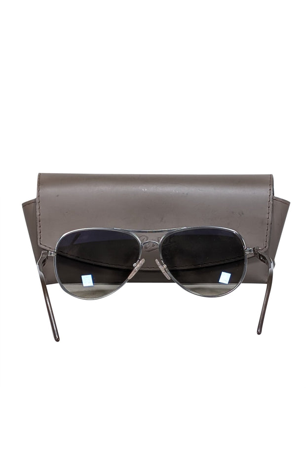 Current Boutique-Persol - Grey Gunmetal Aviator Sunglasses