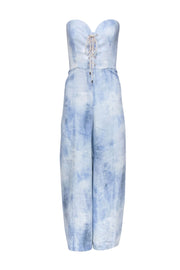 Current Boutique-Petersyn - Light Blue Tie Dye Strapless Jumpsuit Sz L