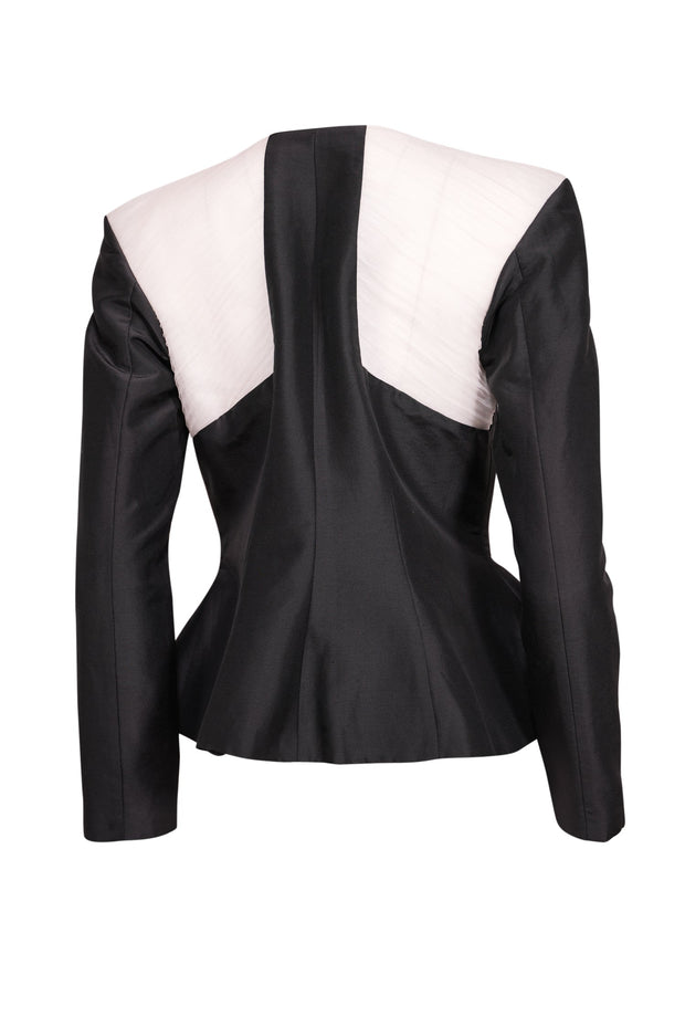 Current Boutique-Phuongmy - Black w/ Ivory Pleated Back Detail Blazer Sz 12