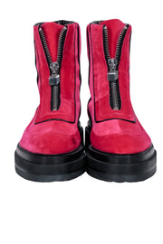 Current Boutique-Pierre Hardy - Hot Pink Velvet Platform Boots Sz 10