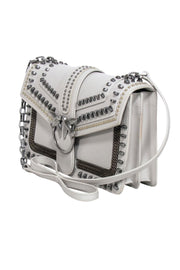 Current Boutique-Pinko - Grey Leather Stud Embellished Crossbody Bag