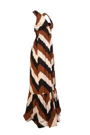 Current Boutique-Plenty by Tracy Reese - Brown, Black, & White Print Cross Back Maxi Dress Sz M