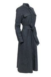 Current Boutique-Polo Ralph Lauren - Grey Wool Button Up Shirt Dress w/ Removable Belt Sz 8