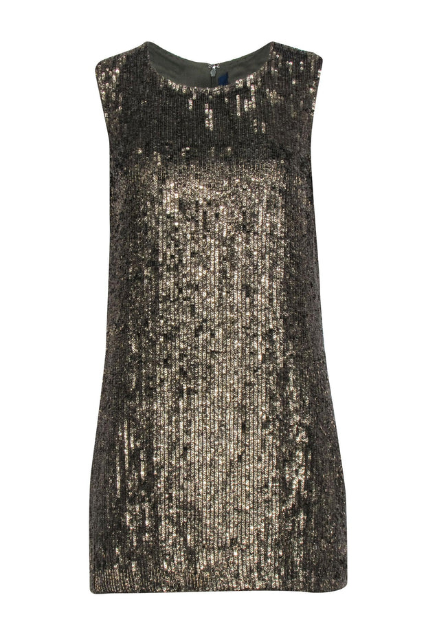 Current Boutique-Polo Ralph Lauren - Olive Green Sequin Sleeveless Mini Dress Sz 10