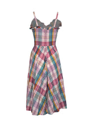 Current Boutique-Polo Ralph Lauren - Pink, Teal, & White Plaid Print Cotton Midi Dress Sz 2