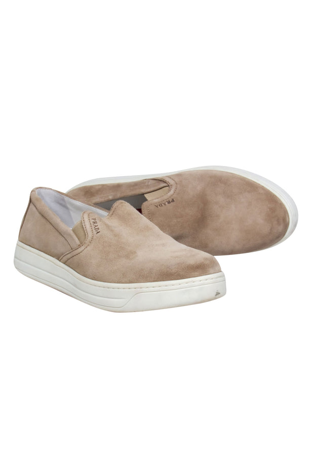 Current Boutique-Prada - Beige Suede Slip On Shoe Sz 8