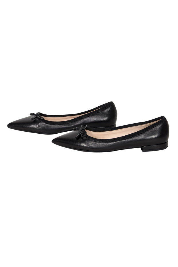 Current Boutique-Prada - Black Leather Pointed Toe Flats Sz 5.5