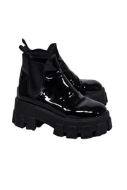 Current Boutique-Prada - Black Patent Leather Platform Short Boots Sz 7