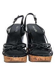 Current Boutique-Prada - Black Patent Leather Wedges w/Cork Platform Sz 10.5