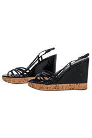 Current Boutique-Prada - Black Patent Leather Wedges w/Cork Platform Sz 10.5