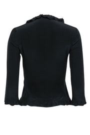 Current Boutique-Prada - Black Silk Textured Ruffle Blouse Sz 4