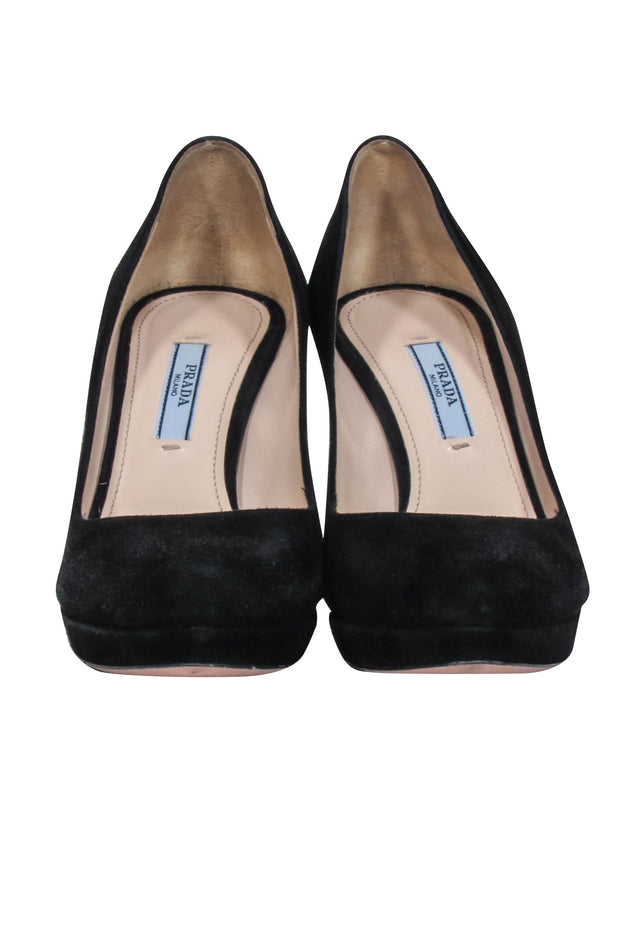 Current Boutique-Prada - Black Suede basic Pumps Sz 6