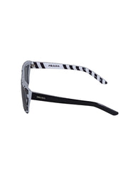 Current Boutique-Prada - Black & White Rectangle Frame Sunglasses