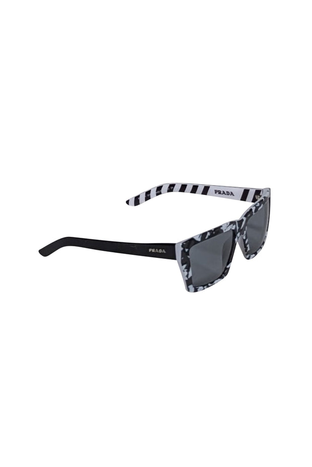 Current Boutique-Prada - Black & White Rectangle Frame Sunglasses