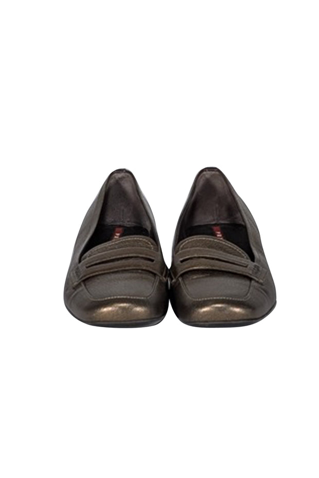 Current Boutique-Prada - Bronze Brown Leather Loafers Sz 7.5