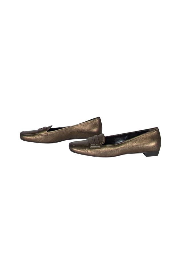 Current Boutique-Prada - Bronze Brown Leather Loafers Sz 7.5