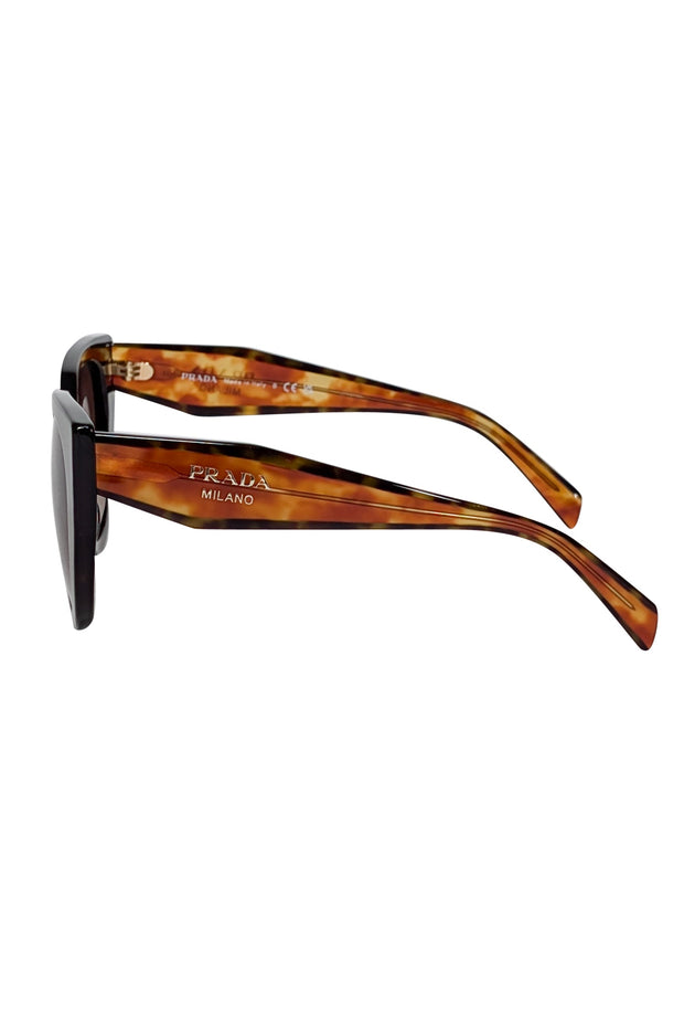 Current Boutique-Prada - Brown Tortoise Round Cate Eye Sunglasses