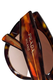 Current Boutique-Prada - Brown Tortoise Round Cate Eye Sunglasses