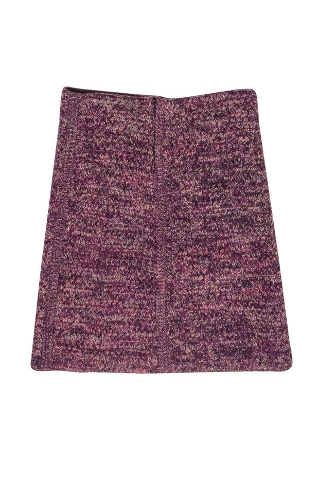 Current Boutique-Prada - Burgundy & Tan Knitted Pencil Skirt Sz 2