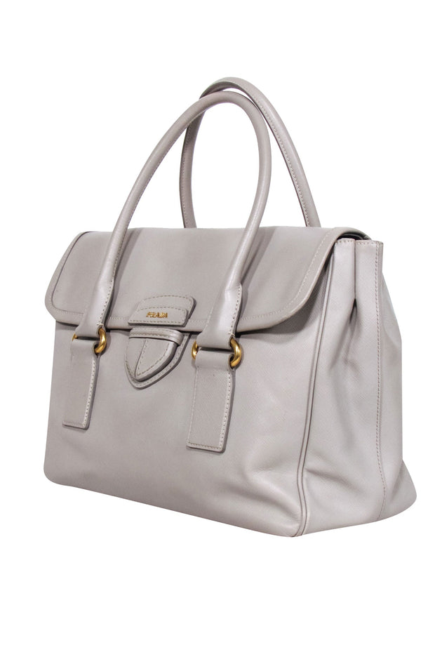 Current Boutique-Prada - Light Taupe Saffiano Leather Tote Bag "Rare"