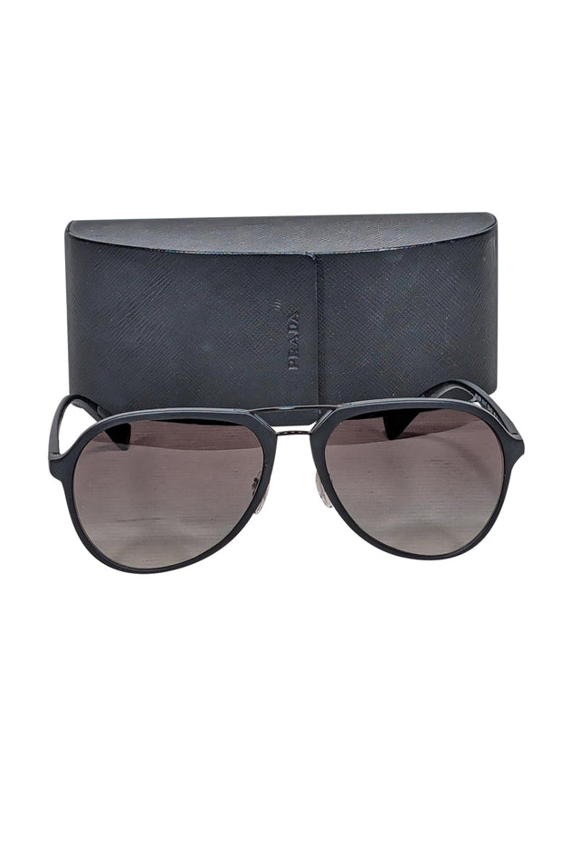 Current Boutique-Prada - Matte Black Aviator Sunglasses