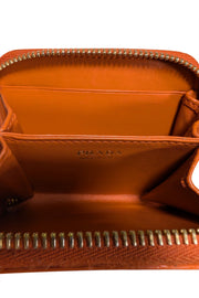 Current Boutique-Prada - Orange Textured Coin Purse Wallet