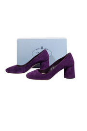 Current Boutique-Prada - Purple Suede Rounded Toe Low Pumps Sz 8