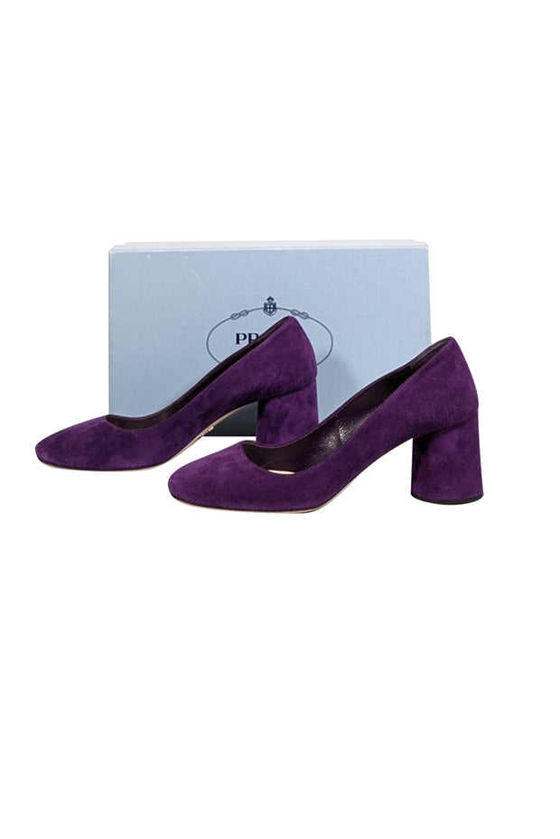 Current Boutique-Prada - Purple Suede Rounded Toe Low Pumps Sz 8