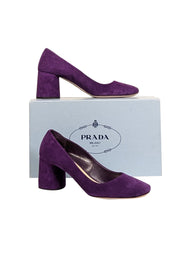 Current Boutique-Prada - Purple Suede Rounded Toe Low Pumps Sz 8