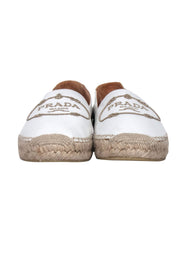 Current Boutique-Prada - White Leather Logo Toe Flats Sz 7