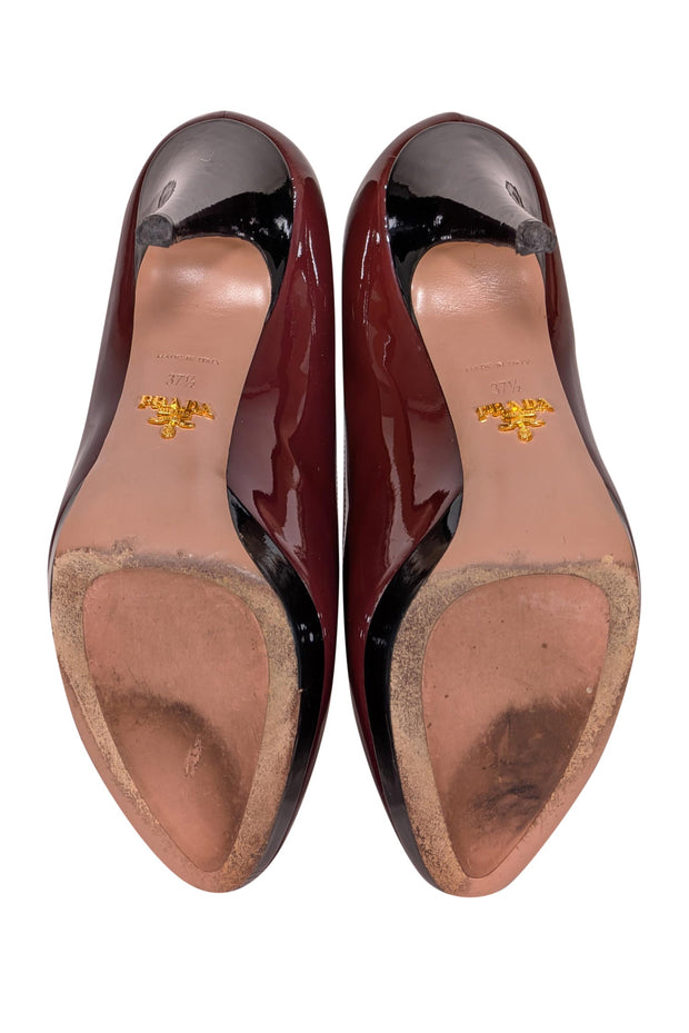 Current Boutique-Prada - Wine Red Patent Leather Pumps Sz 7.5