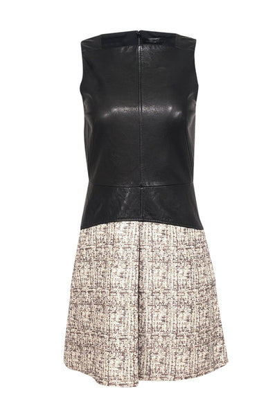 Current Boutique-Proenza Schouler - Black Leather A-Line Dress w/ Pink & Cream Tweed Skirt Sz 4