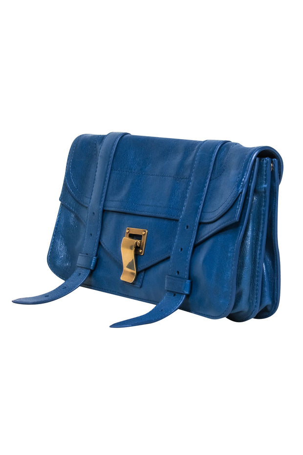 Current Boutique-Proenza Schouler - Blue Leather Clasp Front Clutch