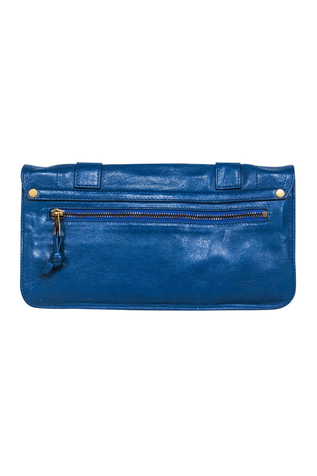 Current Boutique-Proenza Schouler - Blue Leather Clasp Front Clutch