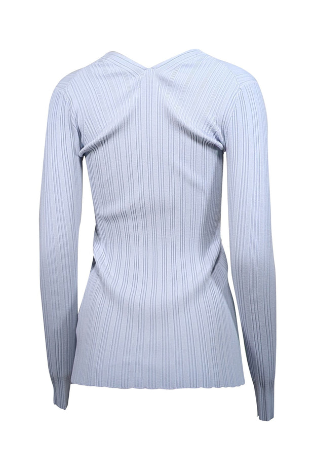 Current Boutique-Proenza Schouler - Light Blue Ribbed Knit Zip-Up Cardigan Sz S