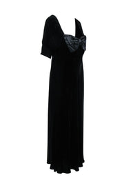 Current Boutique-RIXO - Black Silk-Velvet Floor Length Dress w/ Satin Bow Sz 12