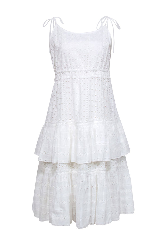 Current Boutique-Rachel Antonoff - White Eyelet Lace Tiered Midi Dress Sz L