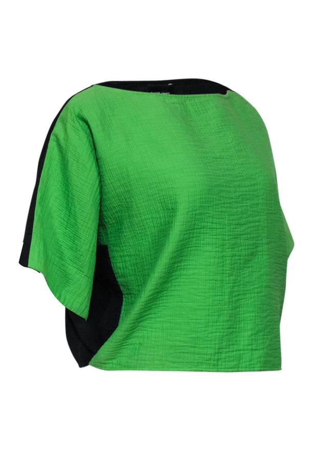 Current Boutique-Rachel Comey - Green & Black Color Blocked Crop Top w/ Batwing Sz 8