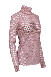 Current Boutique-Rachel Comey - Mauve Pink Netted Mesh Long Sleeve Top Sz M