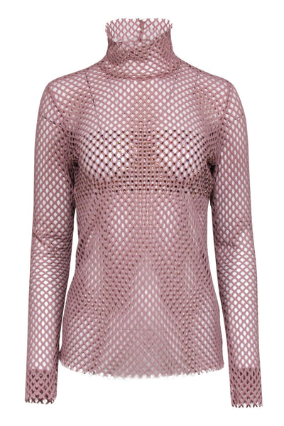 Current Boutique-Rachel Comey - Mauve Pink Netted Mesh Long Sleeve Top Sz M