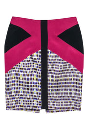 Current Boutique-Rachel Roy - Purple & Black Silk Pencil Skirt w/ Kaleidoscope Print Sz 12