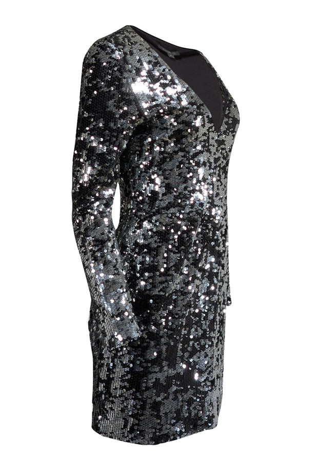 Current Boutique-Rachel Zoe - Silver & Black Sequin Dress Sz 8