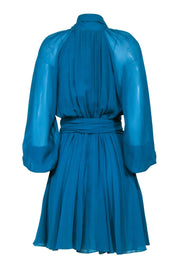 Current Boutique-Rachel Zoe – Teal Blue Silk Dress w/ Tie Around Neck Sz 10