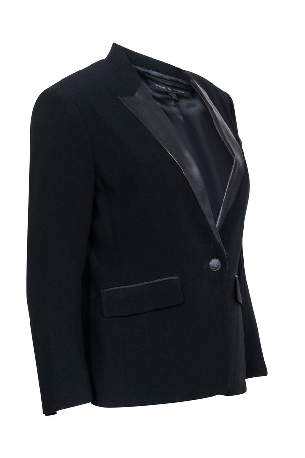 Current Boutique-Rag & Bone - Black Blazer w/ Lamb Leather Lapel Sz 6