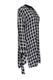 Current Boutique-Rag & Bone - Black, Grey & White Plaid Long Sleeve Midi Dress Sz L