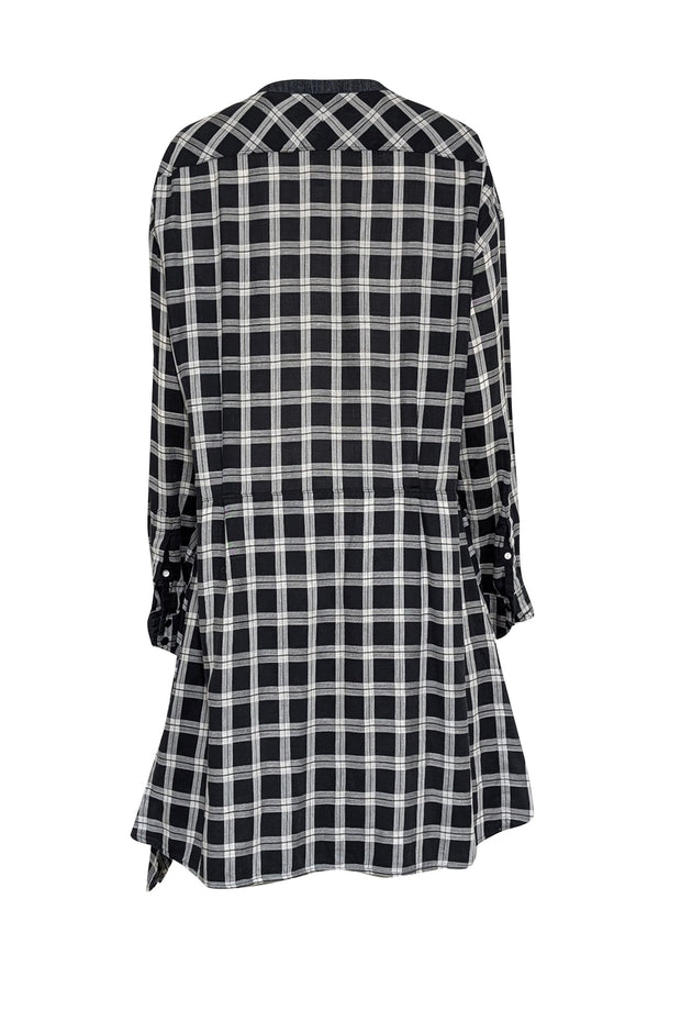 Current Boutique-Rag & Bone - Black, Grey & White Plaid Long Sleeve Midi Dress Sz L