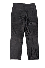 Current Boutique-Rag & Bone - Black Lamb Leather Seamed Straight Leg Pants Sz 12