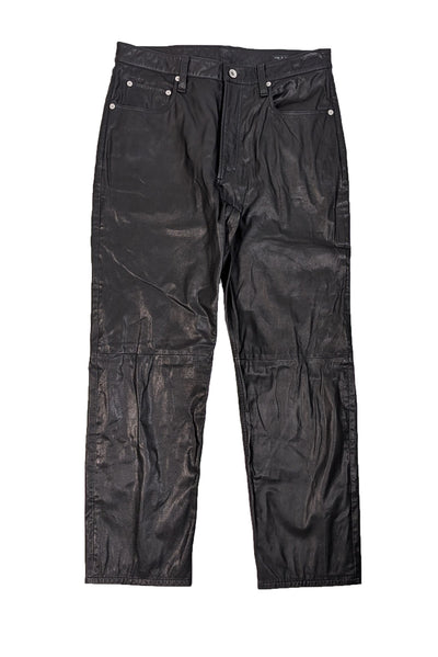 Current Boutique-Rag & Bone - Black Lamb Leather Seamed Straight Leg Pants Sz 12