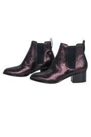 Current Boutique-Rag & Bone - Black Oil Slick Iridescent Shimmer Short Boots Sz 8.5